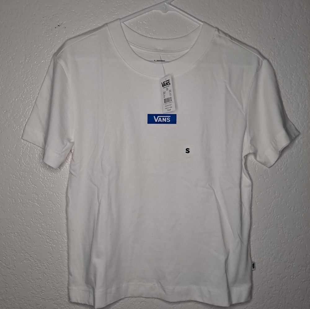 NEW Womens Vans Jilly White Blue T-Shirt Size Small